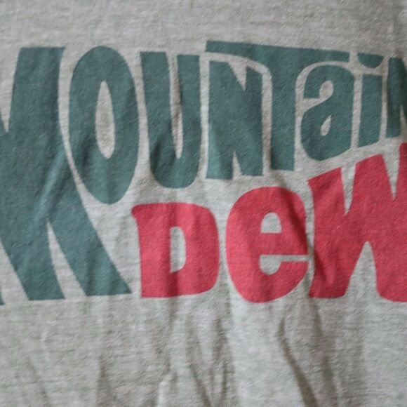 Vintage Mountain Dew Green Ringer T-Shirt Spellout Logo Made in USA Large - Picture 6 of 9